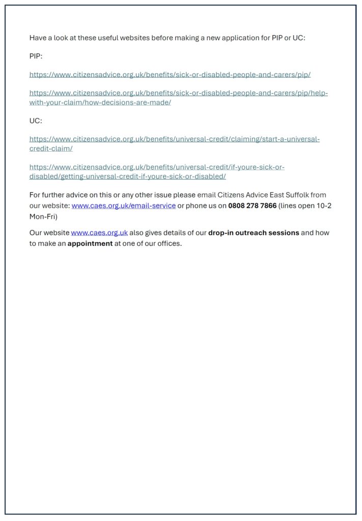 Disability and health benefits August 2025 2